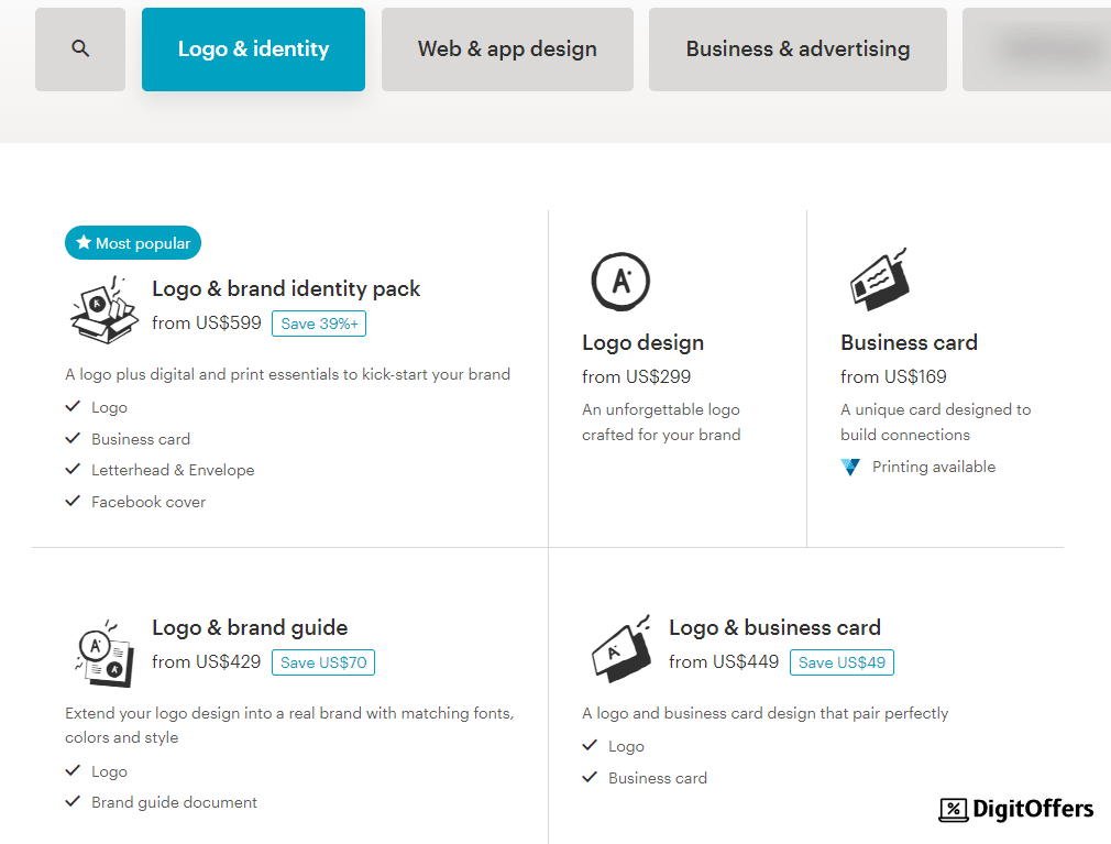 99designs Plans of Logo & Identity