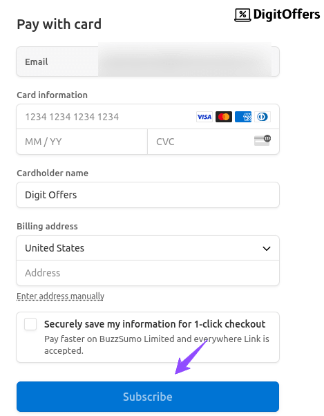 BuzzSumo Checkout page
