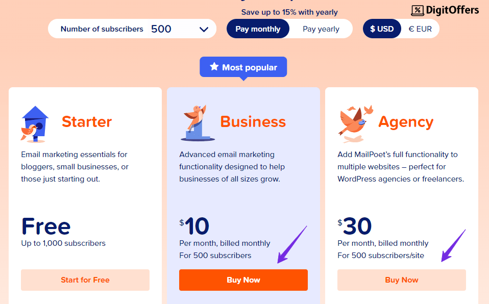 MailPoet Pricing Plans