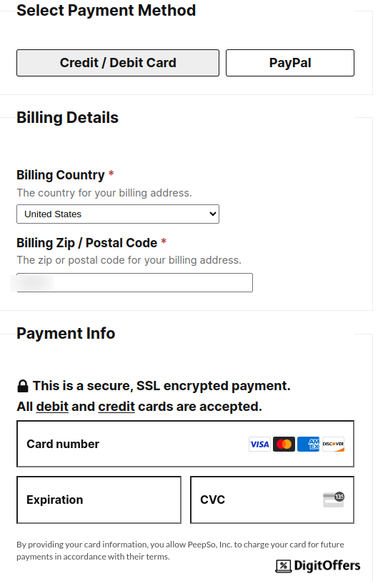 PeepSo billing and payment